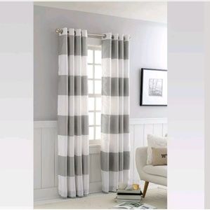 Threshold Accents - BOLD STRIPED GOURMET CURTAIN -WHITE/GRAY Threshold Accents - BOLD STRIPED GOURMET CURTAIN -WHITE/GRAY